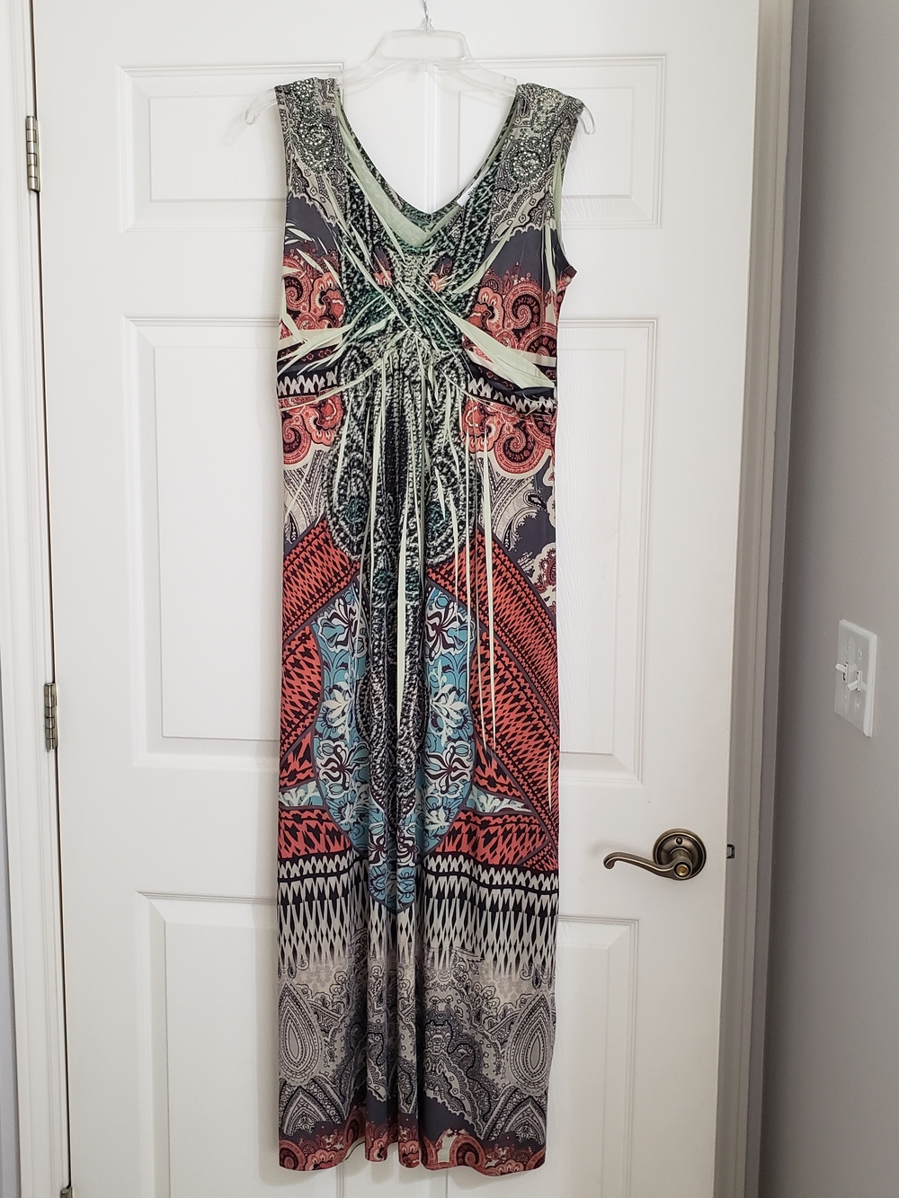 Style & Co. Sage Green and Black Printed Maxi Dress